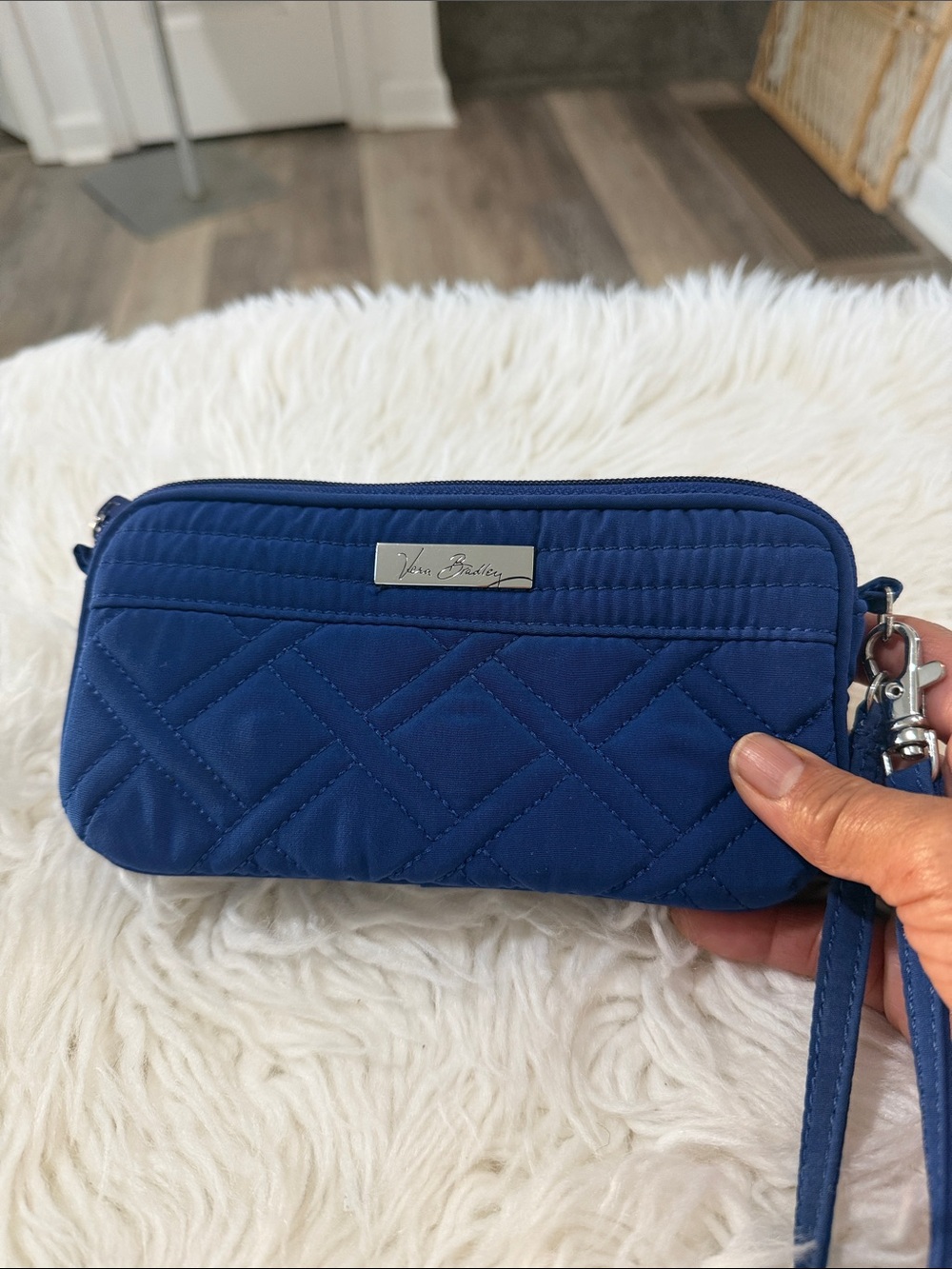 Vera Bradley Quilted Wristlet in Navy